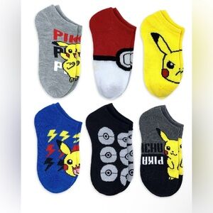 Pokémon, Boys No-Show Socks, 6-Pack Shoe size 9-2.5